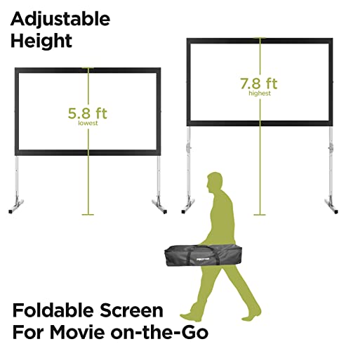 Projector Screen and Stand, POKITTER 120 inch Outdoor Movie Screen-Upgraded 3 Layers PVC 16:9 Outdoor Projector Screen,Portable Video Projection Screen with Carrying Bag for Home Theater Backyard