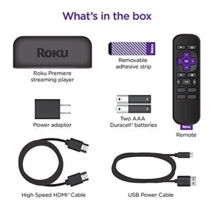 Roku Premiere | HD/4K/HDR Streaming Media Player with Simple Remote and Premium HDMI Cable, Black (Renewed)