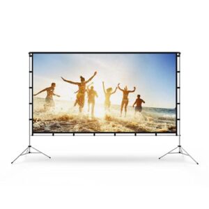 projector screen with stand, vamvo 80 inch portable foldable projection screen 16:9 hd 4k indoor outdoor projector movies screen with carrying bag for home theater camping and recreational events