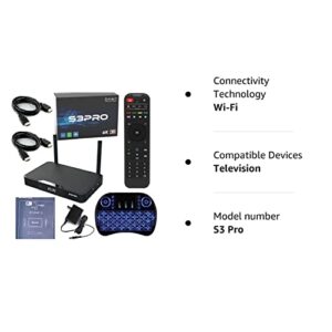 Super Box S3 PRO, S3pro 2023, Combo Bundle, 2 HDMI, 1 Voice and 1 Full Keyboard Remote, (Comes with Easy Detailed Install Instructions, Great Customer Support)