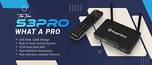 Super Box S3 PRO, S3pro 2023, Combo Bundle, 2 HDMI, 1 Voice and 1 Full Keyboard Remote, (Comes with Easy Detailed Install Instructions, Great Customer Support)