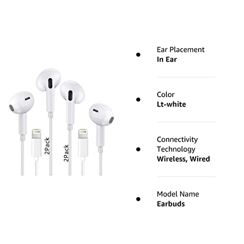 2 Pack iPhone Earbuds Wired Lightning Headphones Noise Isolating (Built-in Microphone & Volume Control)[MFi Certified] Wired in-Ear Earphones Compatible with iPhone 13 Pro Max/12/11/XS/X/7/8 -All iOS