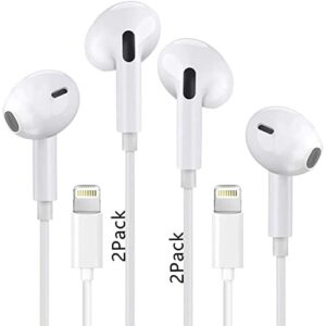 2 pack iphone earbuds wired lightning headphones noise isolating (built-in microphone & volume control)[mfi certified] wired in-ear earphones compatible with iphone 13 pro max/12/11/xs/x/7/8 -all ios