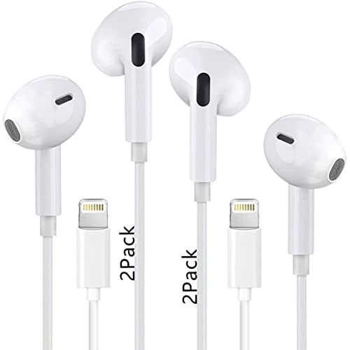 2 Pack iPhone Earbuds Wired Lightning Headphones Noise Isolating (Built-in Microphone & Volume Control)[MFi Certified] Wired in-Ear Earphones Compatible with iPhone 13 Pro Max/12/11/XS/X/7/8 -All iOS