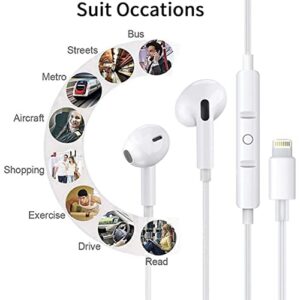 2 Pack iPhone Earbuds Wired Lightning Headphones Noise Isolating (Built-in Microphone & Volume Control)[MFi Certified] Wired in-Ear Earphones Compatible with iPhone 13 Pro Max/12/11/XS/X/7/8 -All iOS