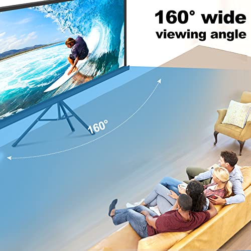 Portable Projector Screen Tripod Stand，84 Inch Outdoor Projector Screen Easy Setup and Carrying, PVC Movie Projector Screen with 1.2 Gain Glass Fiber, Idea for Home/Meeting/Indoor/Outdoor Use