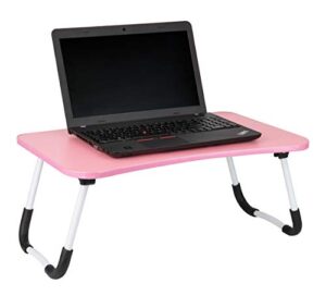 mind reader woodland collection, portable laptop desk/breakfast table, collapsible, portable, folding legs, pink