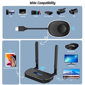 Wireless HDMI Transmitter and Receiver 4K Kit, 165FT/50M Full HD 4K Wireless Presentation Equipment HDMI Adapter, Plug and Play Streaming Media. Laptop, Dongle, PC,PS4, Smart Phone to HDTV/Projector