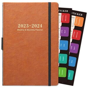 planner 2023-2024 – weekly & monthly planner 2023-2024 with calendar stickers, jul 2023 – jun 2024, 5.75″ x 8.25″, academic planner with premium thicker paper, pen holder, inner pocket and 44 notes pages