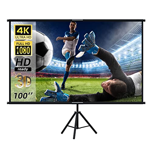 Projector Screen with Stand,Lejiada 100 inch Indoor Outdoor Projection Screen, Portable 16:9 4K HD Movie Screen with Carry Bag Wrinkle-Free Design for