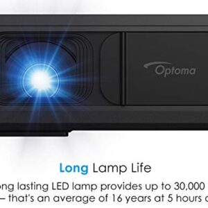 Optoma LH150 Portable 1080p LED Mini Projector with Battery, for Outdoor Movies or Office Presentations, 2.5 Hour Battery Life, USB Display Screen Mirroring, Smartphone Compatible, Black