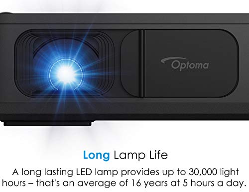 Optoma LH150 Portable 1080p LED Mini Projector with Battery, for Outdoor Movies or Office Presentations, 2.5 Hour Battery Life, USB Display Screen Mirroring, Smartphone Compatible, Black