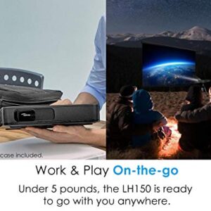 Optoma LH150 Portable 1080p LED Mini Projector with Battery, for Outdoor Movies or Office Presentations, 2.5 Hour Battery Life, USB Display Screen Mirroring, Smartphone Compatible, Black