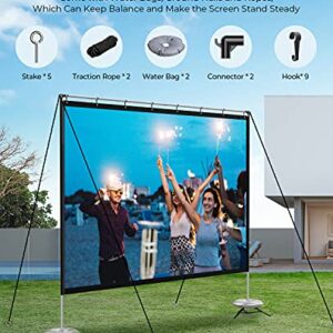 MOOKA Projector Screen with Stand-120 inch, Portable Indoor Outdoor Projector Screen Fordable, 16:9 4K HD Wrinkle-Free Outdoor Movie Screen with Carry Bag, Front Rear Video Projection Screen for Movie