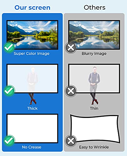 MOOKA Projector Screen with Stand-120 inch, Portable Indoor Outdoor Projector Screen Fordable, 16:9 4K HD Wrinkle-Free Outdoor Movie Screen with Carry Bag, Front Rear Video Projection Screen for Movie