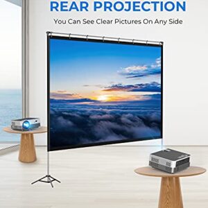 MOOKA Projector Screen with Stand-120 inch, Portable Indoor Outdoor Projector Screen Fordable, 16:9 4K HD Wrinkle-Free Outdoor Movie Screen with Carry Bag, Front Rear Video Projection Screen for Movie