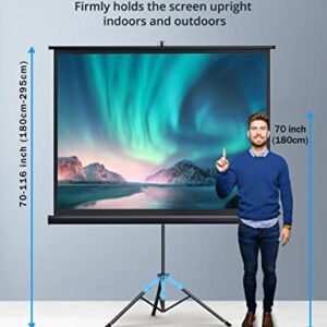 Projector Screen with Stand, HYZ 120 inch Projector Screen 4K HD with Wrinkle-Free Design, Indoor Outdoor for Backyard Movie Night, Office Presentation(1.1Gain, 4:3, 160°Viewing Angle&Carry Bag)