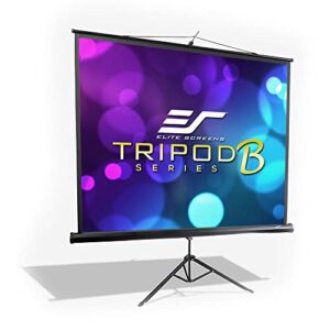 elite screens tripod b, 50-inch 1:1, lightweight pull up foldable stand, manual, movie home theater projector screen, 4k / 8k ultra hdr 3d ready, us based company 2-year warranty, t50sb – black