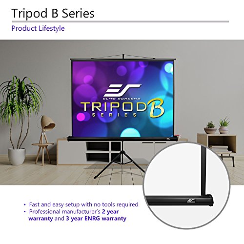 Elite Screens Tripod B, 50-INCH 1:1, Lightweight Pull Up Foldable Stand, Manual, Movie Home Theater Projector Screen, 4K / 8K Ultra HDR 3D Ready, US Based Company 2-Year Warranty, T50SB - Black