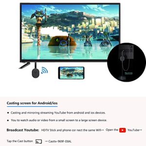 Wireless HDMI Display Dongle Adapter,TV Adapter for The APP YouTube,Video Mirroring Dongle Receiver,Used for iPhone Mac iOS Android Casting/Mirroring to TV/Projector/Monitor