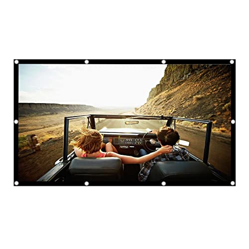 60-150 Inch Portable Projector Screen, Foldable 16:9 HD Non-Crease Polyester Projection Movies Screen Curtain for Indoor Outdoor Film Home Theater Office/Camping/Party(60")