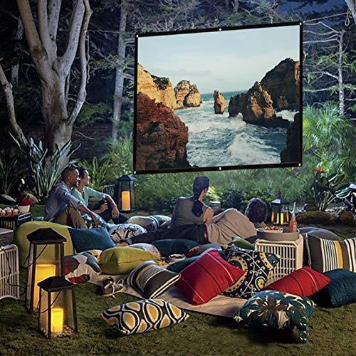 60-150 Inch Portable Projector Screen, Foldable 16:9 HD Non-Crease Polyester Projection Movies Screen Curtain for Indoor Outdoor Film Home Theater Office/Camping/Party(60")