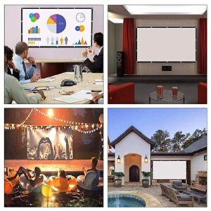 60-150 Inch Portable Projector Screen, Foldable 16:9 HD Non-Crease Polyester Projection Movies Screen Curtain for Indoor Outdoor Film Home Theater Office/Camping/Party(60")