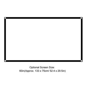 60-150 Inch Portable Projector Screen, Foldable 16:9 HD Non-Crease Polyester Projection Movies Screen Curtain for Indoor Outdoor Film Home Theater Office/Camping/Party(60")