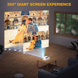 Projector with WiFi and Bluetooth, Native Full HD 1080P Portable Movie Projector, 9500Lux, Touch Screen, 350'' Outdoor Projector Supports 4K & Zoom, Compatible with Phone, PC, Laptop, TV Stick, PS5