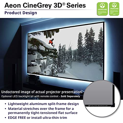 Elite Screens Edge Free Ambient Light Rejecting Fixed Frame Projection Projector Screen, Aeon CineGrey 3D Series, 138-inch 2.35:1 for Home Theater, Movie and Office Presentations AR138C3D-WIDE, Black