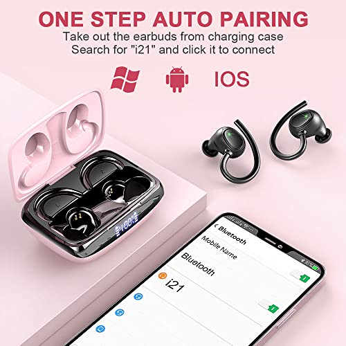 Wireless Earbud, Bluetooth 5.3 Headphones Sport Wireless Bluetooth Earphones in Ear Noise Cancelling Earbud with Mic Deep Bass, Earhooks Ear Buds IP7 Waterproof 48H Headset for Running Gym[2022 New]