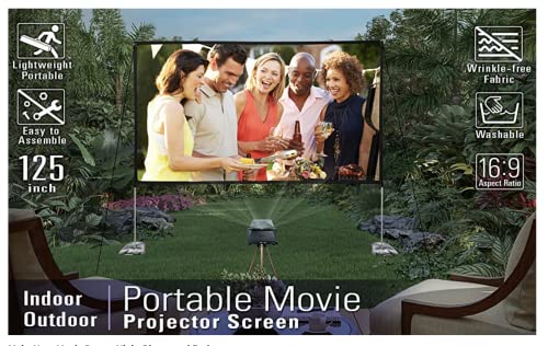 Elite Screens Yard Master Lite, 125-inch Outdoor Projector Screen 16:9 Double Sided Wrinkle-Free Foldable Portable Indoor Movie Projection Screen, | US Based Company 2-Year Warranty,OMS125HLITE