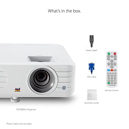 ViewSonic PG706WU 4000 Lumens WUXGA Projector with RJ45 LAN Control Vertical Keystoning and Optical Zoom for Home and Office