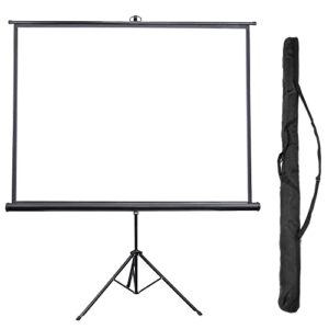 vivo 100 inch portable indoor outdoor projector screen, 100 inch diagonal projection hd 4:3 projection pull up foldable stand tripod with carrying bag, bundle