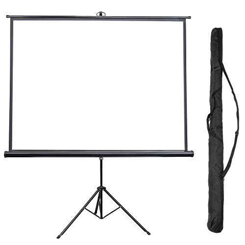 VIVO 100 inch Portable Indoor Outdoor Projector Screen, 100 Inch Diagonal Projection HD 4:3 Projection Pull Up Foldable Stand Tripod with Carrying Bag, Bundle