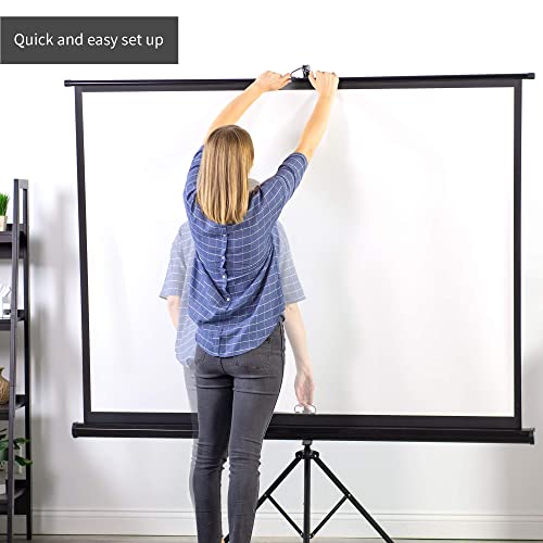 VIVO 100 inch Portable Indoor Outdoor Projector Screen, 100 Inch Diagonal Projection HD 4:3 Projection Pull Up Foldable Stand Tripod with Carrying Bag, Bundle