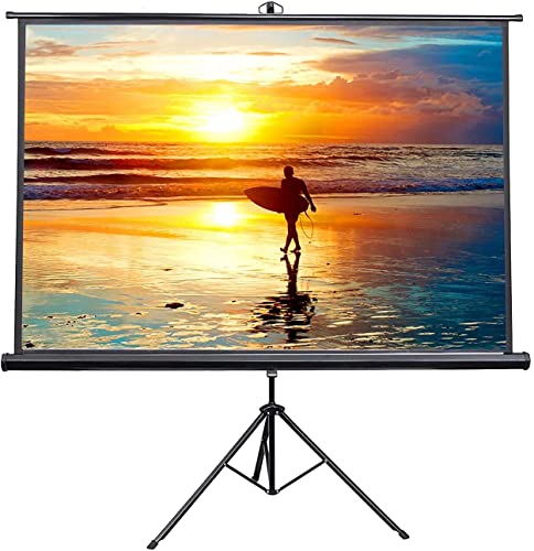 VIVO 100 inch Portable Indoor Outdoor Projector Screen, 100 Inch Diagonal Projection HD 4:3 Projection Pull Up Foldable Stand Tripod with Carrying Bag, Bundle