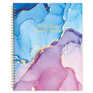 2023-2025 monthly planner/calendar – 2 year(24 months) planner with tabs & pocket, july 2023 – june 2025, contacts and passwords, 8.5″ x 11″, thick paper, twin-wire binding – pink purple marble