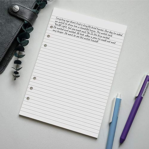 (3-Pack) A5 Lined Refills Paper for Filofax Planner/Binders/Organizer, 6 Hole Punched, Total 300 Sheets/600 Pages, 100gsm, White, 5.8 x 8.2 Inch