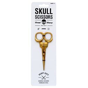 Suck UK Stainless Steel Skull Scissors Novelty Scissors, for General Purpose and Household Use, Gold