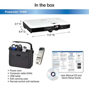 Epson PowerLite 1795F 3LCD 1080p full HD wireless mobile projector with carrying case and fast and easy image adjustments, a bright mobile powerhouse for presentations and wireless video streaming