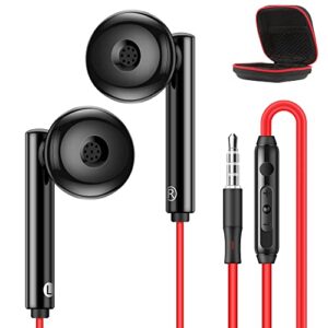 jakpak wired earbuds 3.5mm with mic, wired in-ear headphones 3.5mm noise canceling deep bass stereo sound earphones wired 3.5mm headphones for iphone 6/6s, ipad, android phones, mp3, laptop