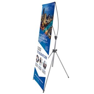 x banner stand, banners and signs customize for business – 23″ x 63″ to 32″ x 78″ adjustable banner holder – portable retractable banner with travel bag – customize banner for trade show and display