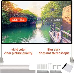 Projector Screen with Stand 120 inch Portable Projection Screen 16:9 4K HD Rear Front Projections Movies Screen with Carry Bag for Indoor Outdoor Home Theater Backyard Cinema Travel