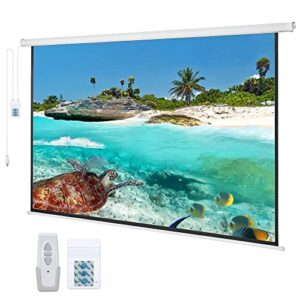 120″ motorized projector screen electric diagonal automatic projection 4:3 hd movies screen for home theater presentation education outdoor indoor w/remote control and wall/ceiling mount (white)