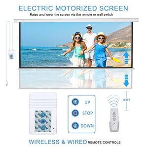 120" Motorized Projector Screen Electric Diagonal Automatic Projection 4:3 HD Movies Screen for Home Theater Presentation Education Outdoor Indoor W/Remote Control and Wall/Ceiling Mount (White)