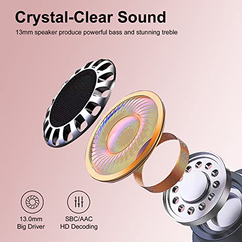 Wekily Bluetooth 5.3 Headphones, Wireless Earbuds with 40H Playtimes Charge Case, Deep Bass, IPX7 Waterproof Running Earphones with 4-Mic Clear Call, LED Display, in Ear Headphones for Work/Gym