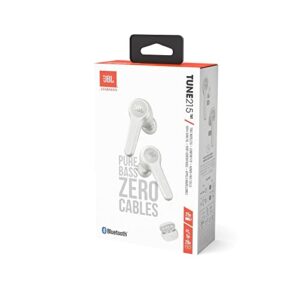 JBL Tune 215TWS True Wireless Earbud Headphones Pure Bass Sound, Bluetooth, 25H Battery, Dual Connect (White)