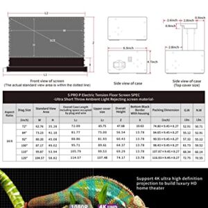 VIVIDSTORM-Projector Screens S PRO P 120inch Perforate Sound Transparent Electric Tension Floor Screen, Portable ALR Movie Theater Compatible Ultra Short Focus Laser Projector,VSDSTUST120HP-WB