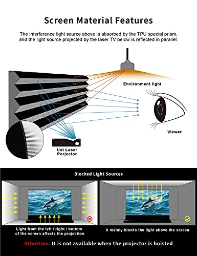 VIVIDSTORM-Projector Screens S PRO P 120inch Perforate Sound Transparent Electric Tension Floor Screen, Portable ALR Movie Theater Compatible Ultra Short Focus Laser Projector,VSDSTUST120HP-WB